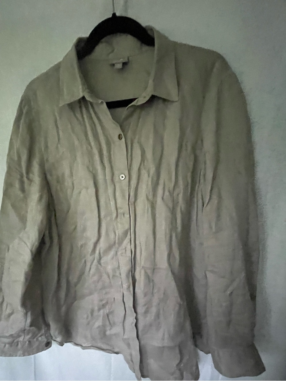 J.Jill natural 100% Linen button down blouse size M preowned